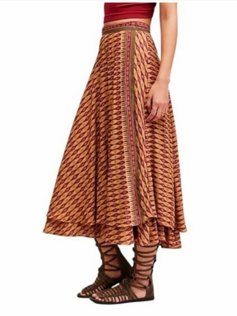 Free People Good 4 U Printed Skirt Wrap sz 0